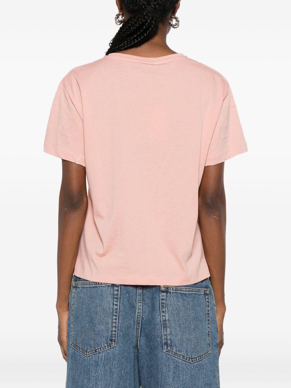 T-shirt rosa con logo all-over e girocollo 252TP2055 00916 TWINSET 