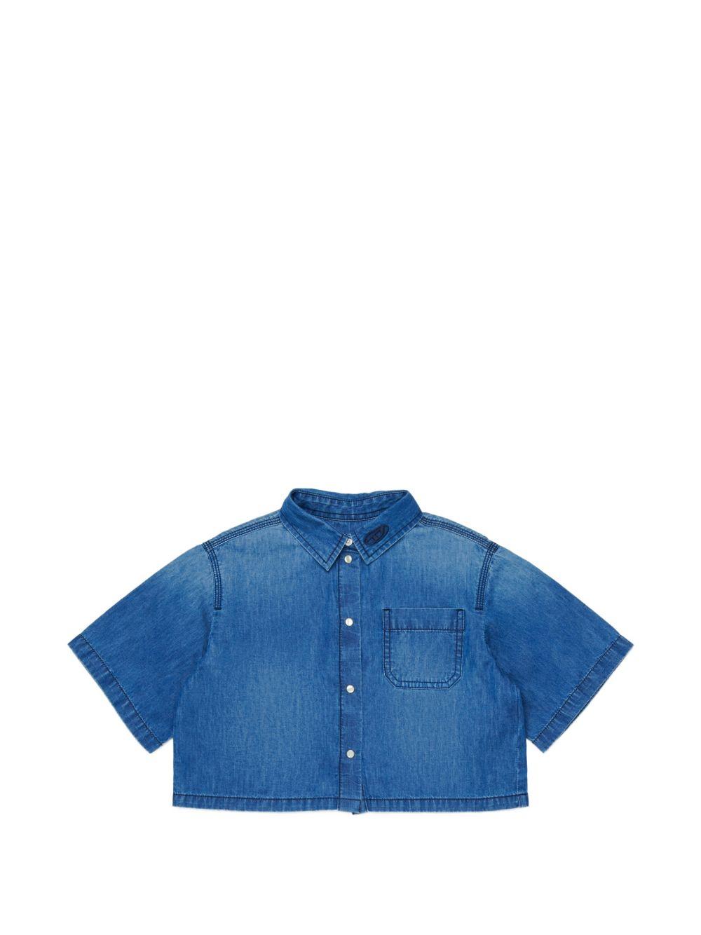 Camicia in denim corta con bottoni J02165KXBRW K01 DIESEL KIDS 