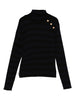 Maglione Nero a Righe con Collo Alto