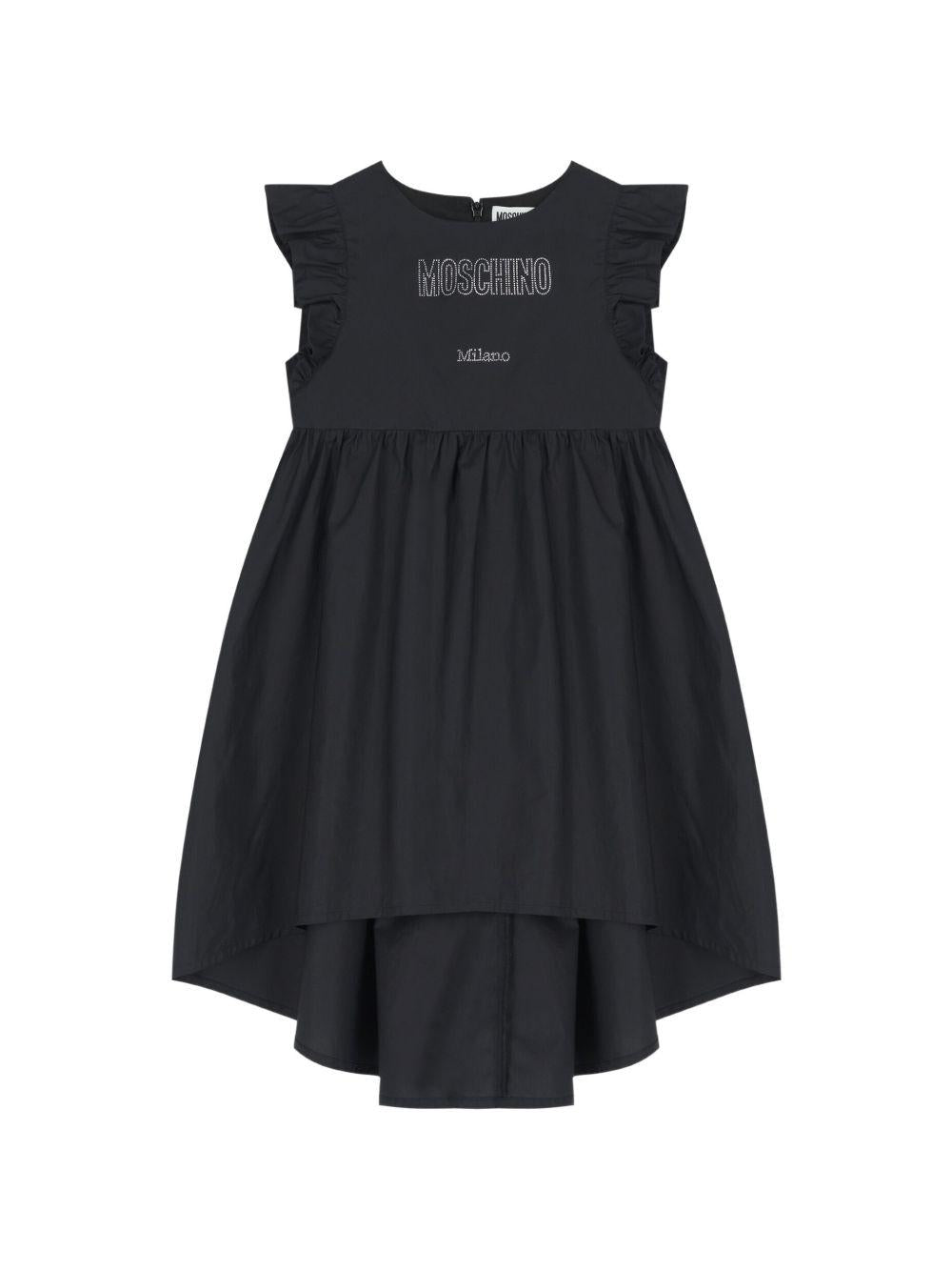 Abito con balze in popeline HAV0EVLLA10 60100 MOSCHINO KIDS 