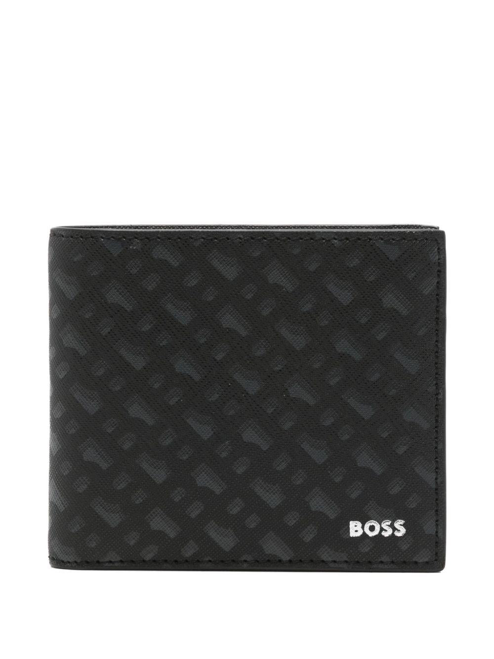 Portafoglio Nero in Pelle con Stampa e Scomparti Interni 50552844 003 BOSS 