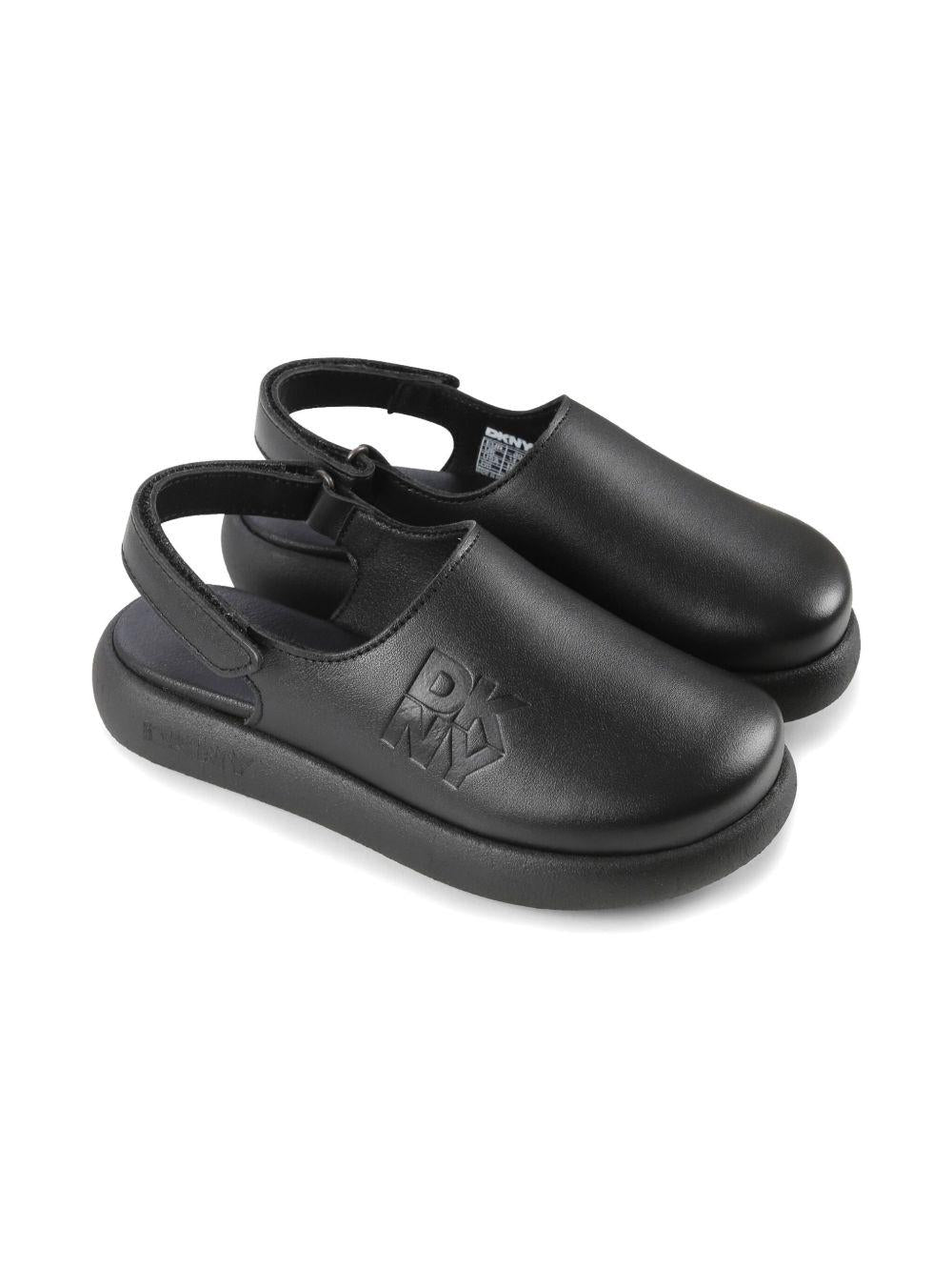 Sandali neri gommati logo inciso D62092 09B DKNY KIDS 