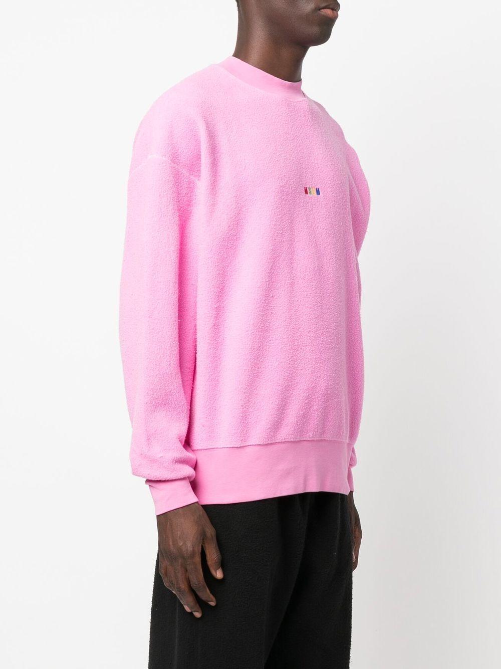Felpa rosa effetto pettinato mini logo