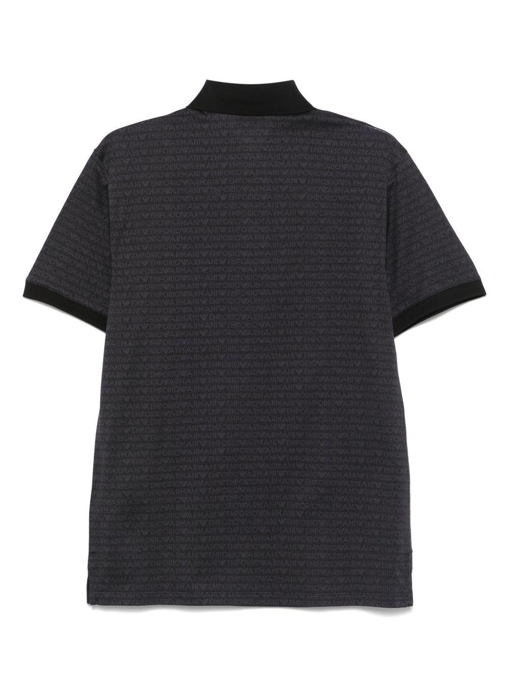 Polo nero logo all-over