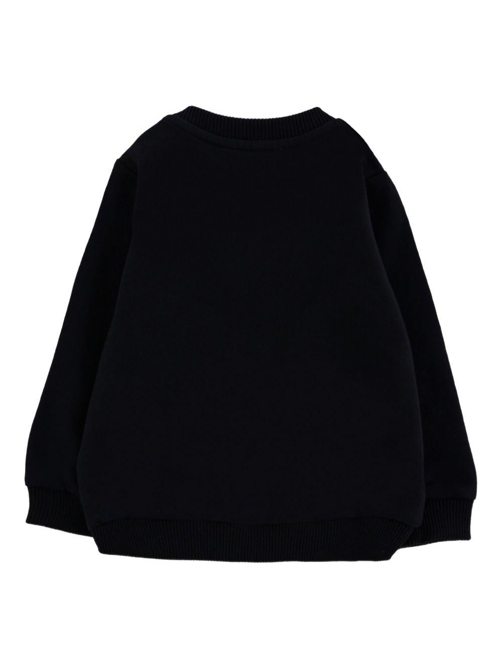 Felpa nera girocollo con stampa orsetto MNF060LCA40 60100 MOSCHINO KIDS 