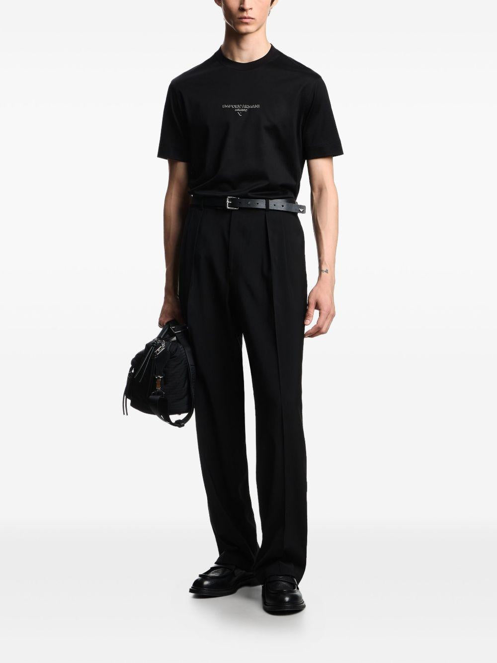 T-shirt nera con ricamo del logo EM002838AF10761 UC001 EMPORIO ARMANI 