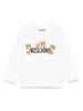 Felpa bianca logo lettering e teddy neonata