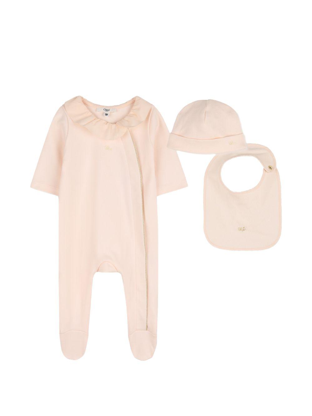 Set tutina neonato con cappello e bavaglino C20926 440 CHLOE KIDS 