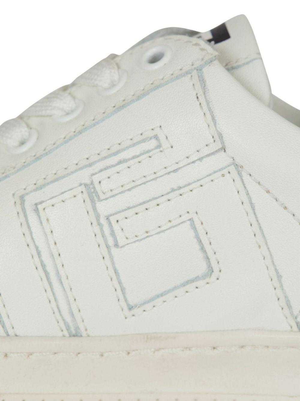 Sneakers Bianche in Pelle con Logo Laterale BX0Q16Z1574 100 BALMAIN KIDS 