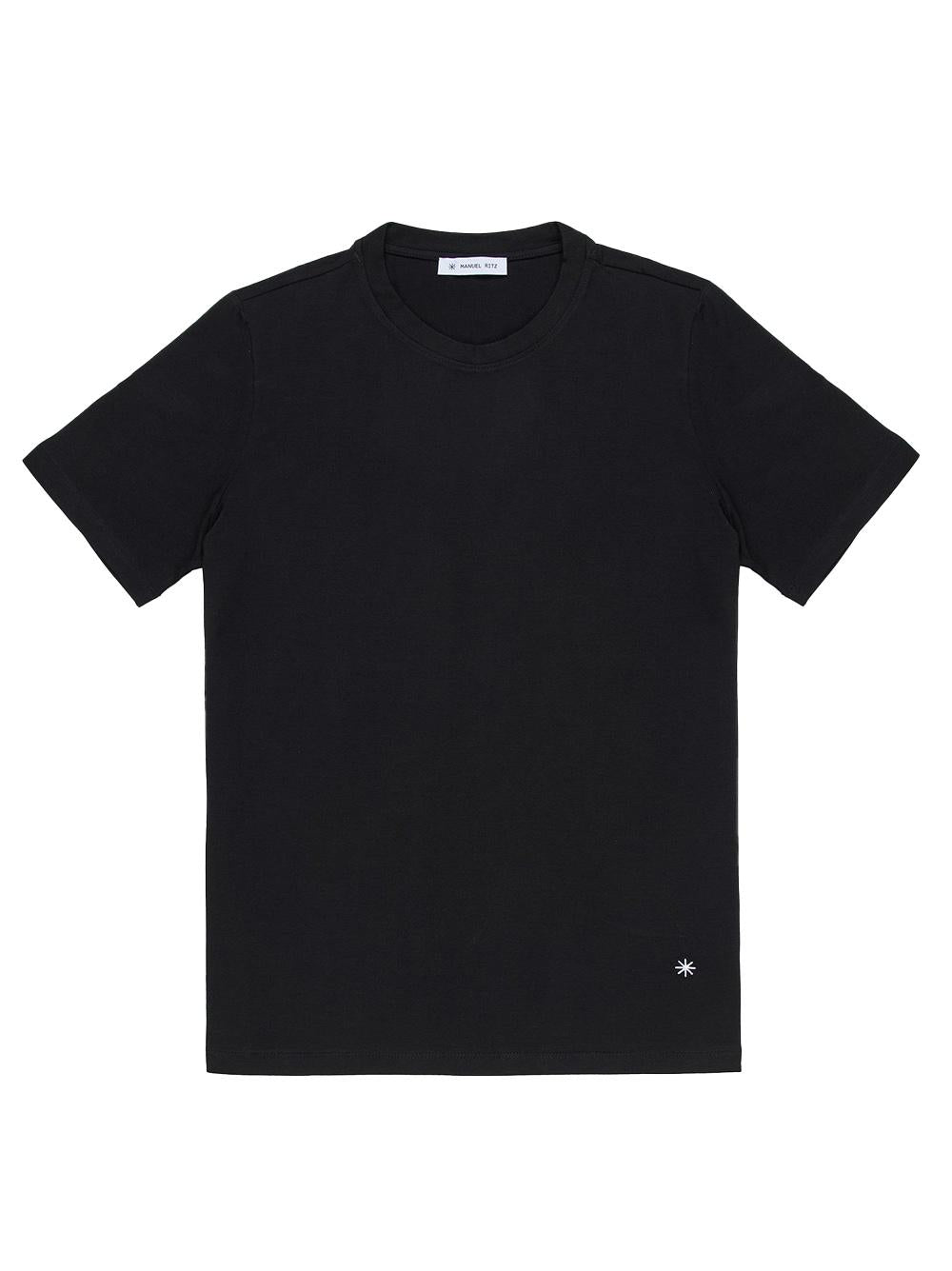 T-shirt basic nera mini ricamo