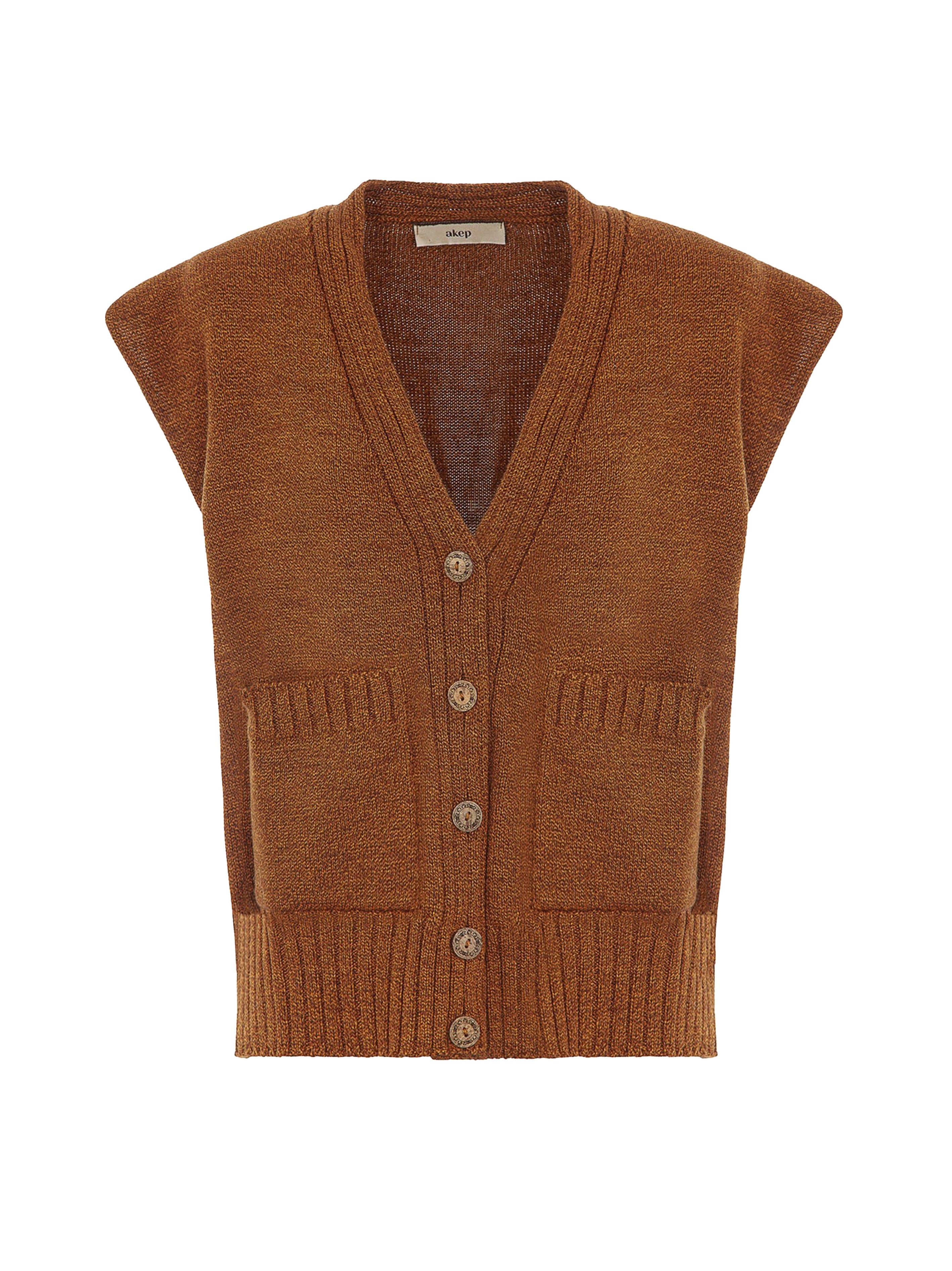 Gilet con spalle scese moro GLKD03036 V5 AKEP 