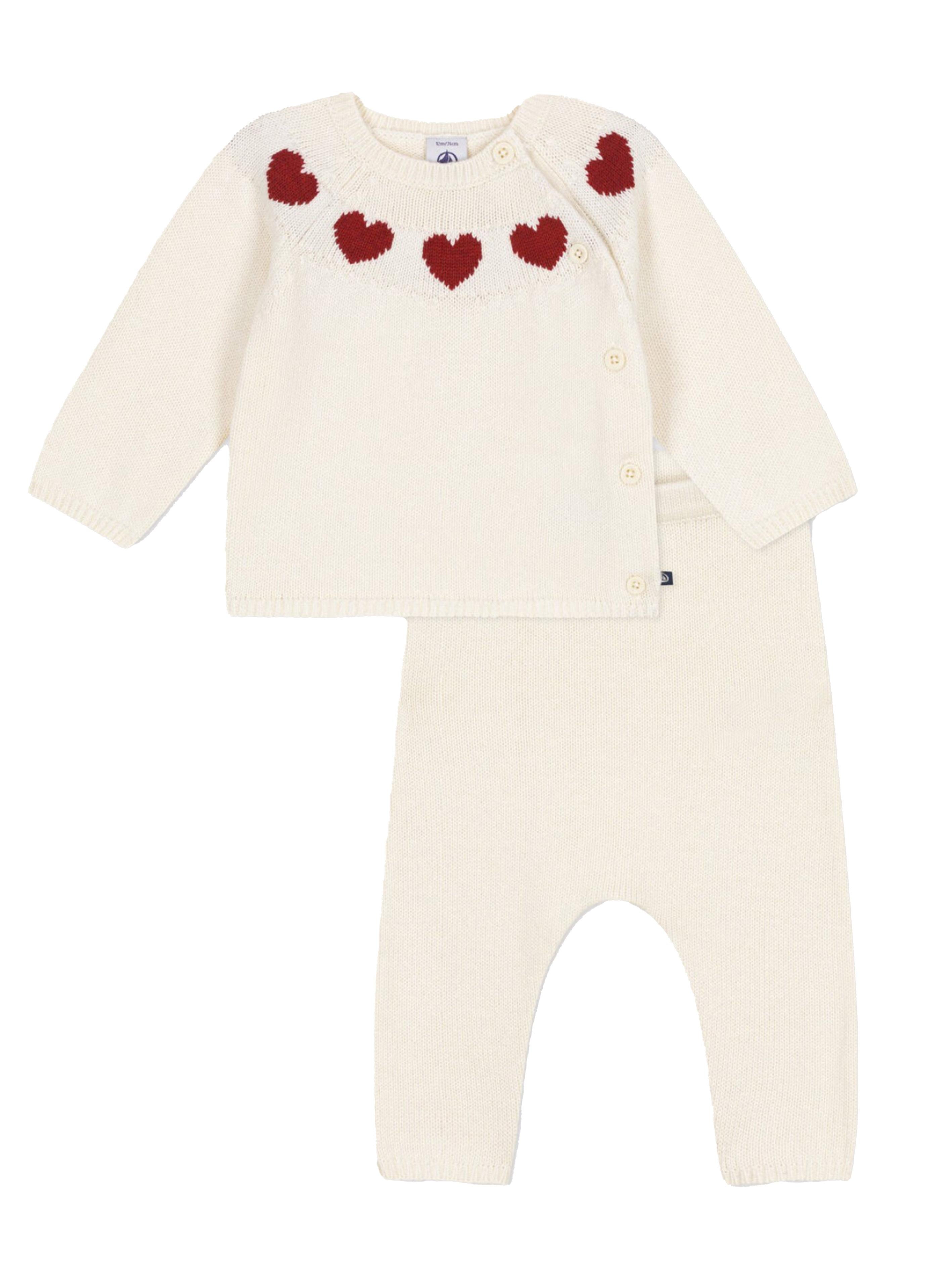 Set in maglia con cuori girocollo (2pz) A0AXZ 01 PETIT BATEAU KIDS 