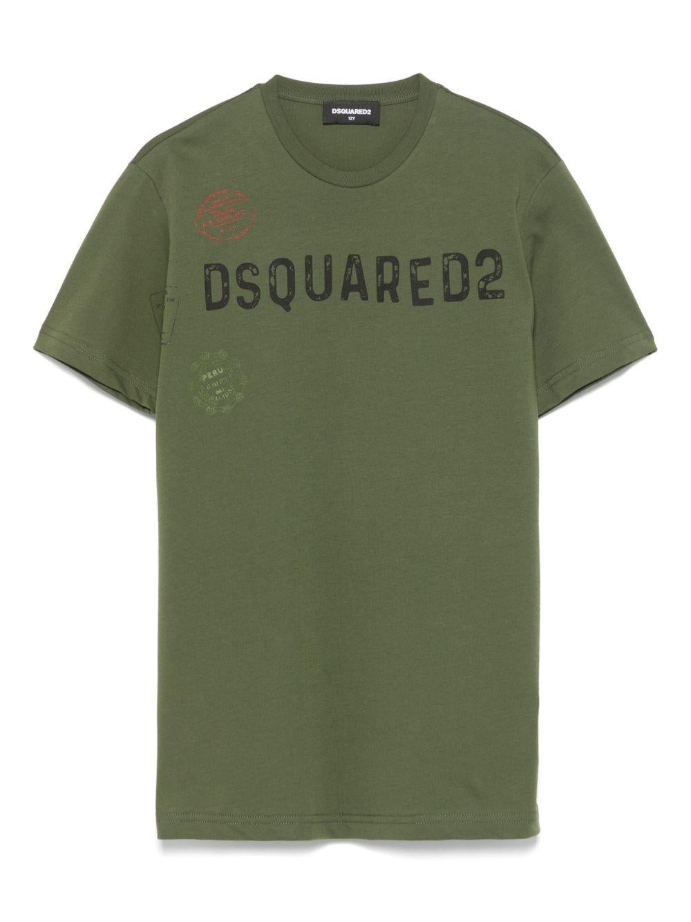 T-shirt verde militare stampa logo