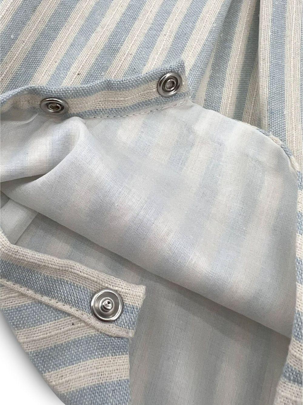 Pagliacetto neonato a righe verticali beige/celeste lino TBPG59 R38 LA STUPENDERIA KIDS 