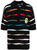 Polo nera righe orizzontali multicolor