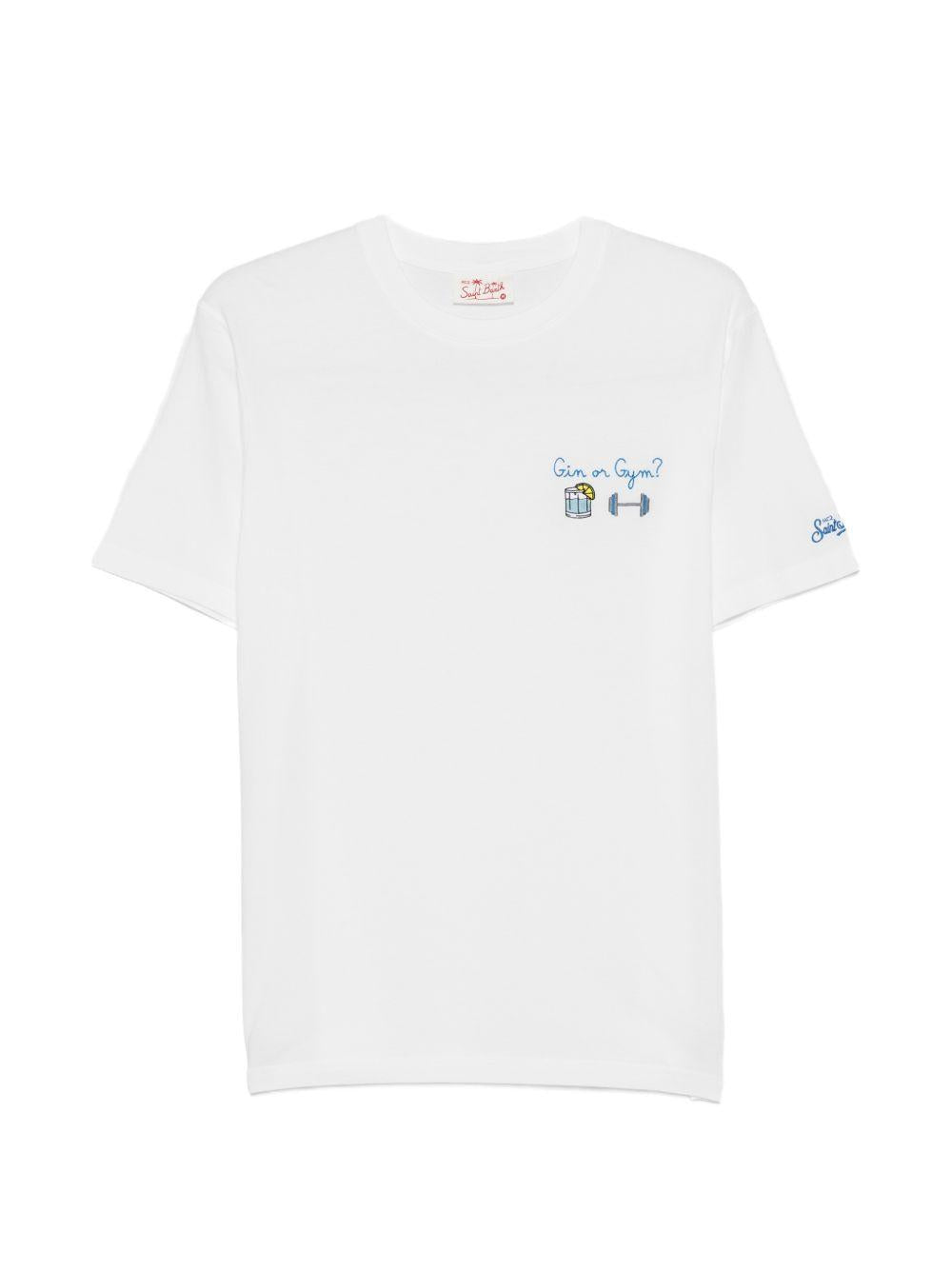 T-shirt in cotone organico con ricamo POT0001 04335L MC2 SAINT BARTH 
