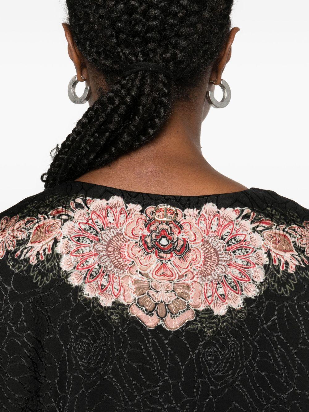 Camicia nero ruggine a fiori con scollo a V 252TP2046 12742 TWINSET 