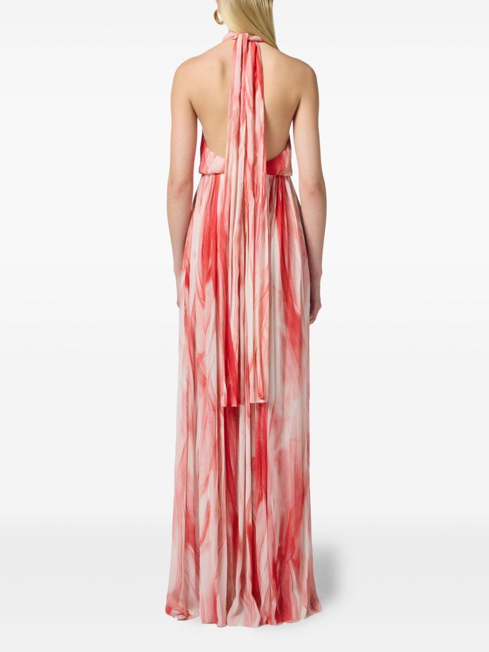 Abito Red Carpet in viscosa con stampa tulle rosso