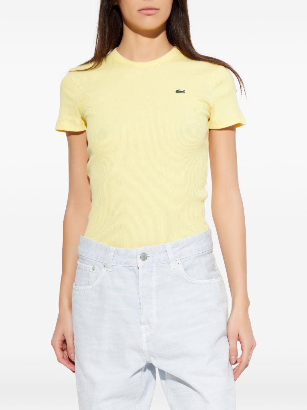 T-shirt in cotone costine a maniche corte TF5538 107 LACOSTE 