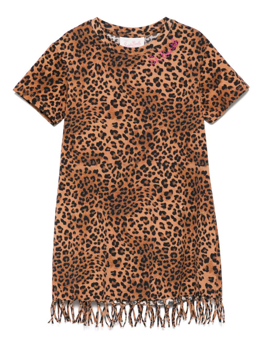 Abito abbie leopardato con frange