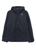Black down jacket with hood and zip