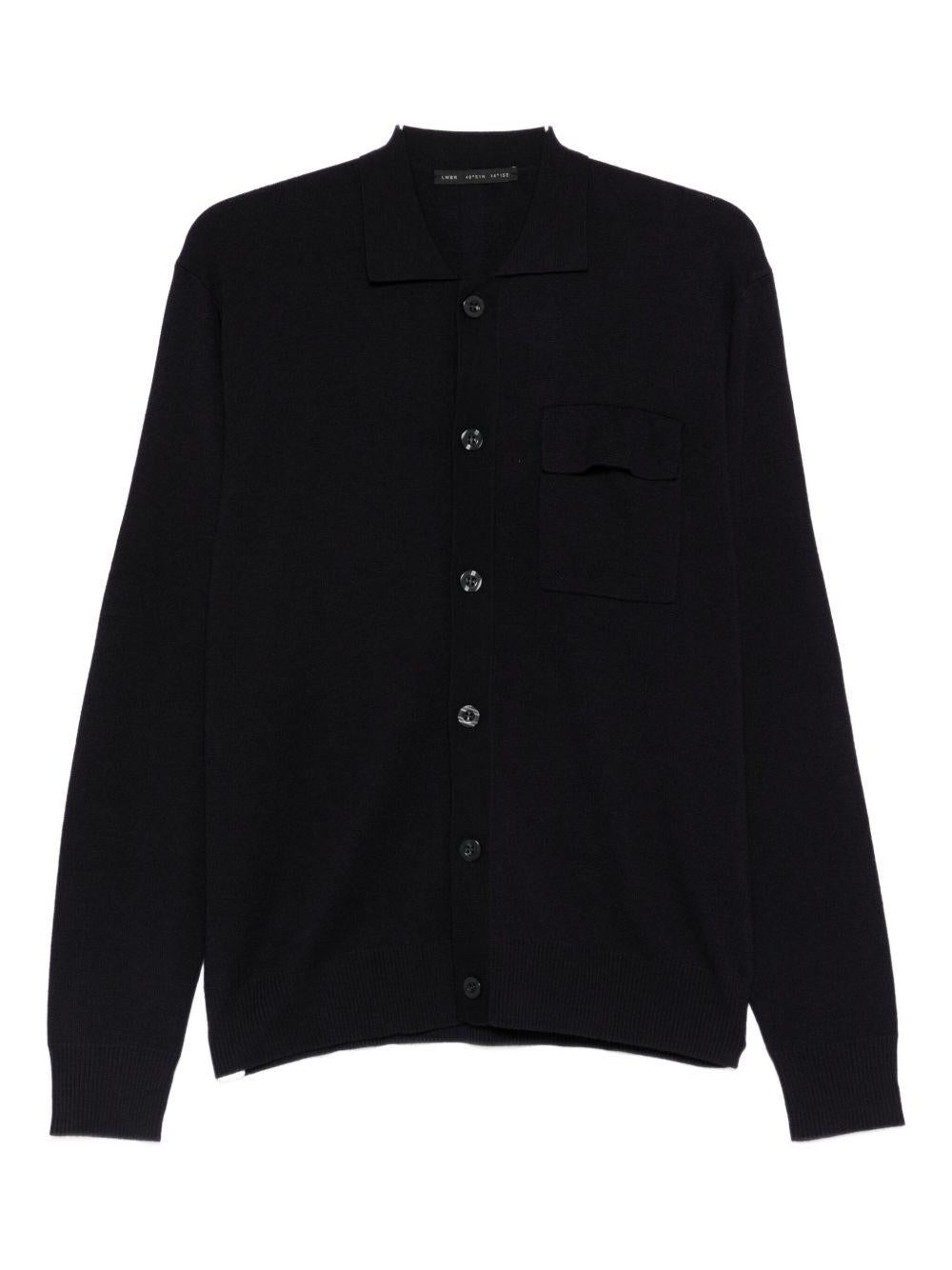 Cardigan blu con colletto stile polo e chiusura a bottoni L1MFW25266737 E044 LOW BRAND 