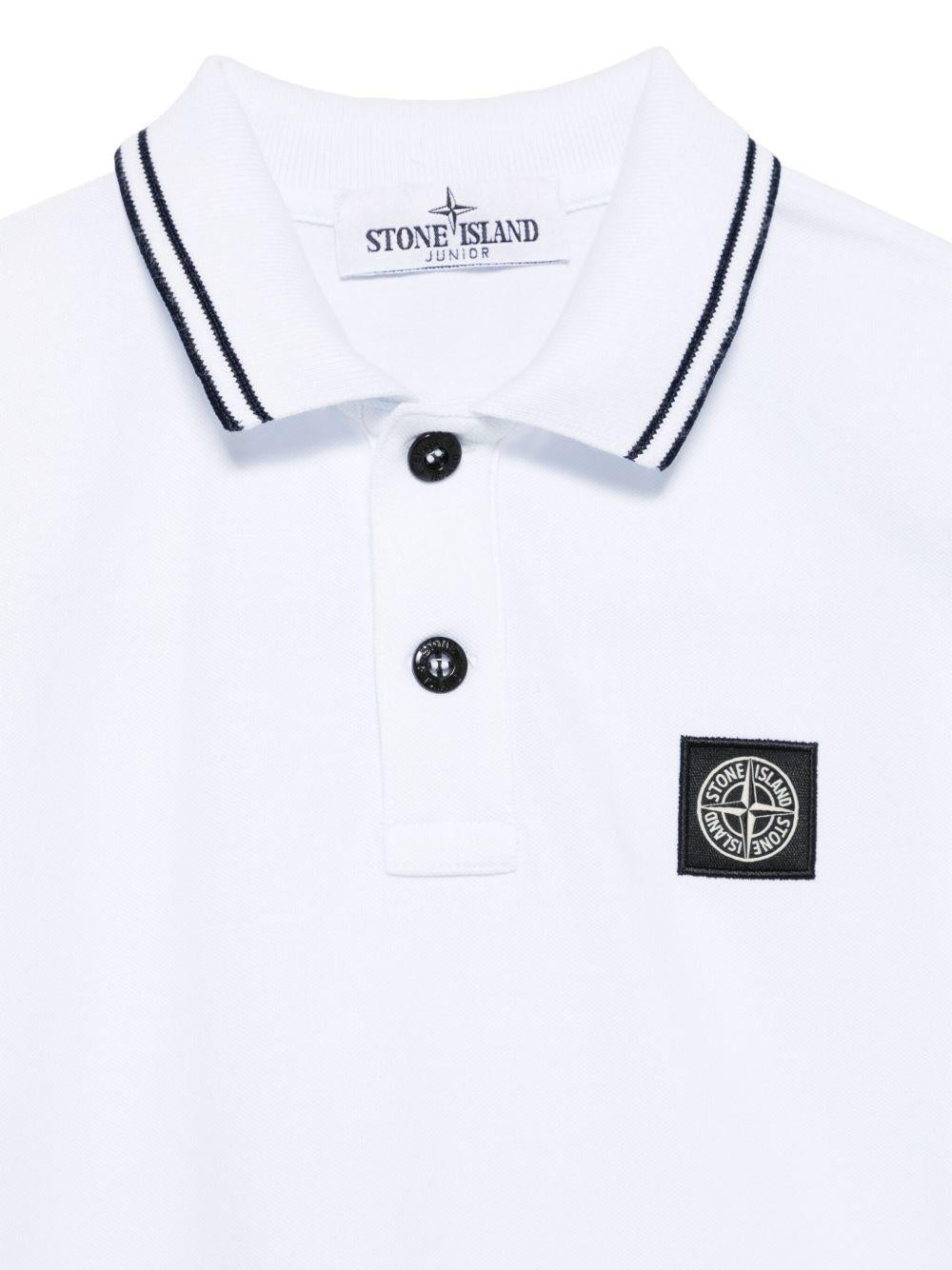 Polo bianca orli a contrasto con mini etichetta 2200001S0018 V1001 STONE ISLAND KIDS 