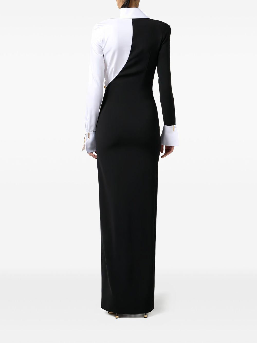Abito Lungo con Spacco Bianco e Nero ABR0557E2 222 ELISABETTA FRANCHI 