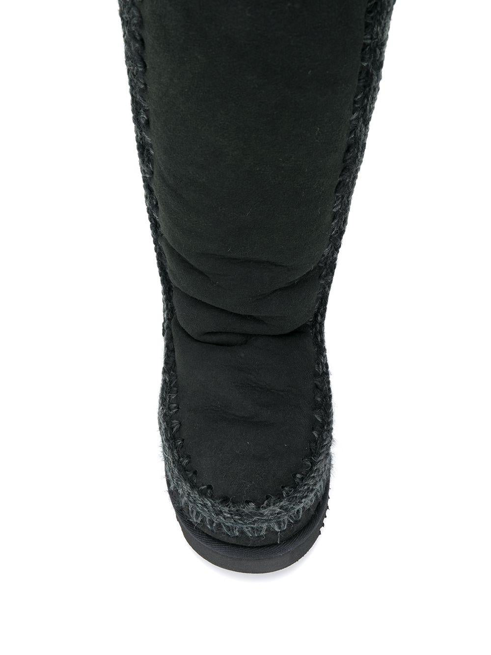 Stivali neri punta rotonda con patch logo MUFW101002A BKBK MOU 