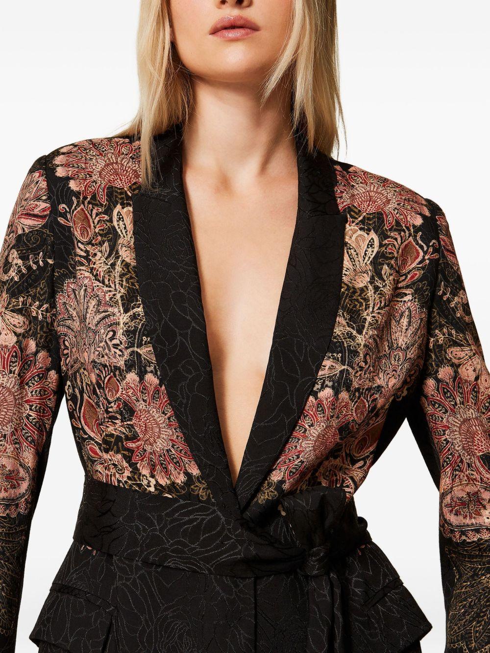 Blazer Nero con Stampa Paisley e Cintura in Vita 252TP2040 12742 TWINSET 