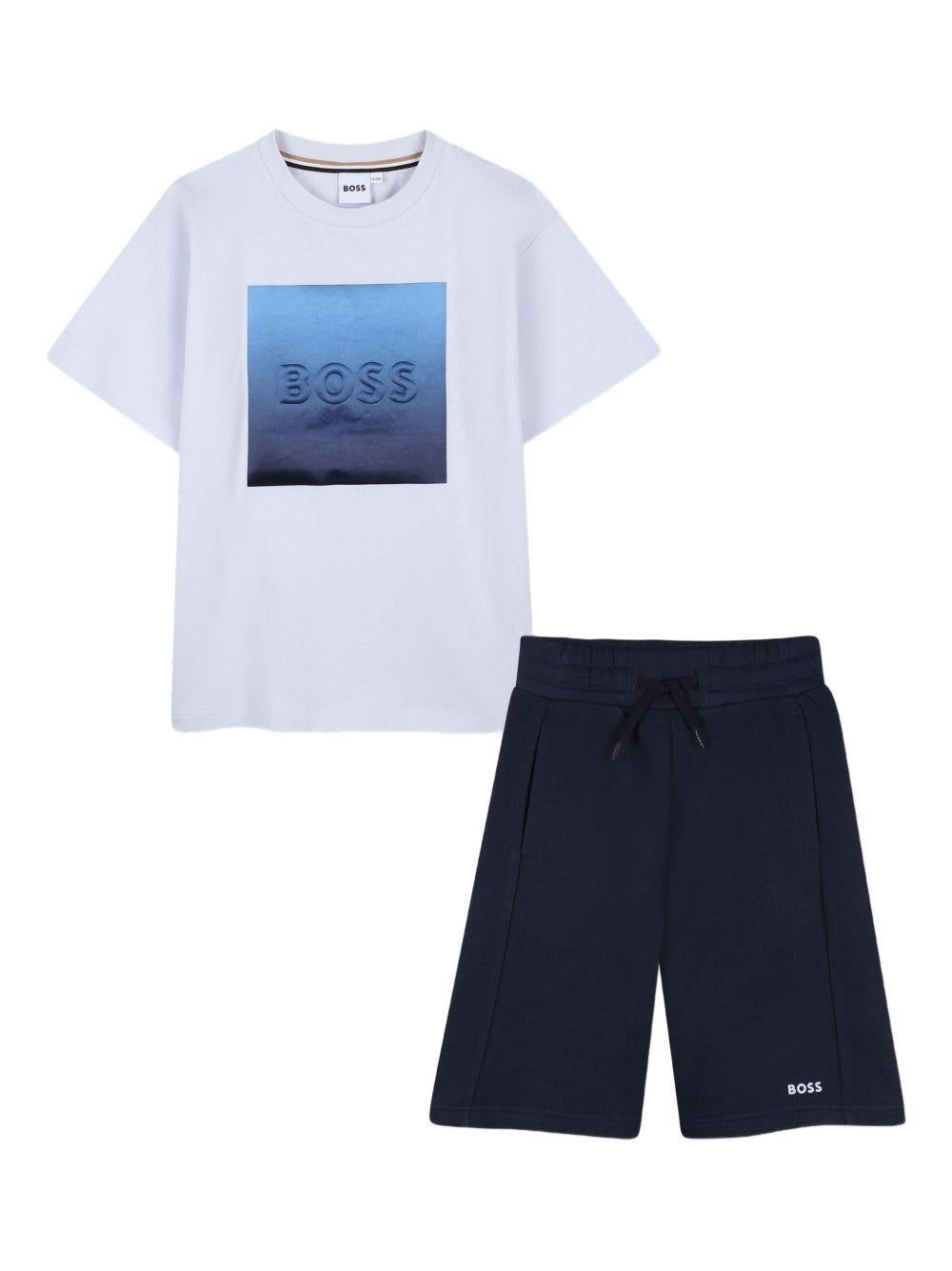 Completo t-shirt e bermuda con logo J53007 78K BOSS KIDSWEAR 