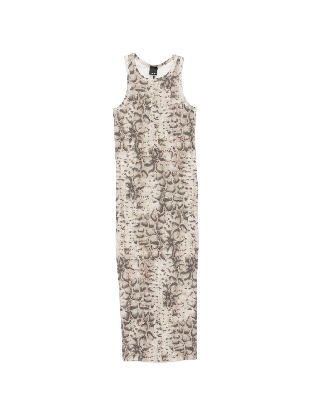 Abito in cotone scollo rotondo stampa animalier 106993A3DP CZ9 PINKO 
