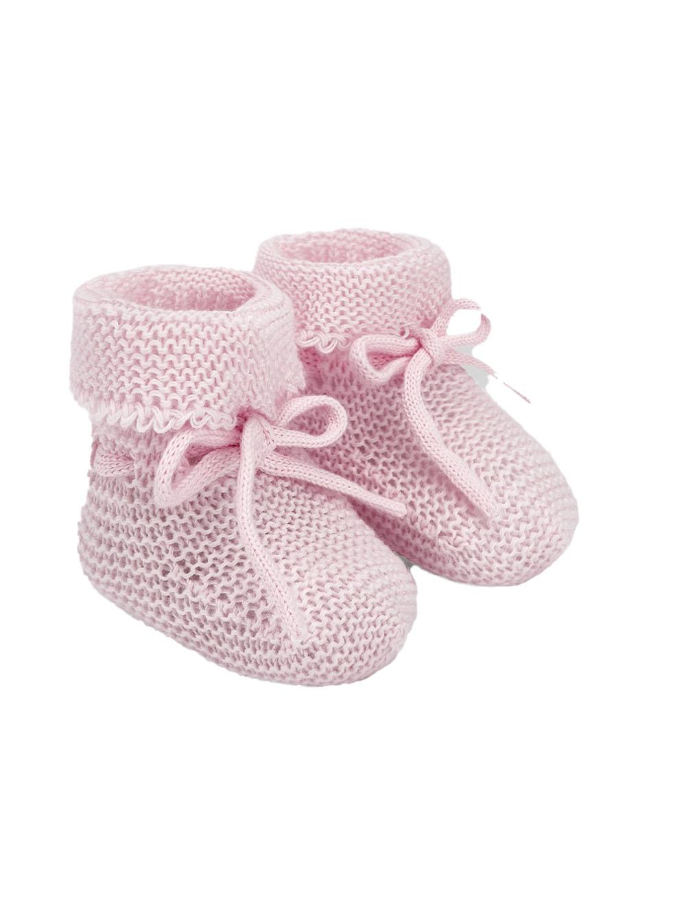 Scarpina rosa in maglia con fiocco regolabile 01822507 46H82 PAZ RODRIGUEZ KIDS 