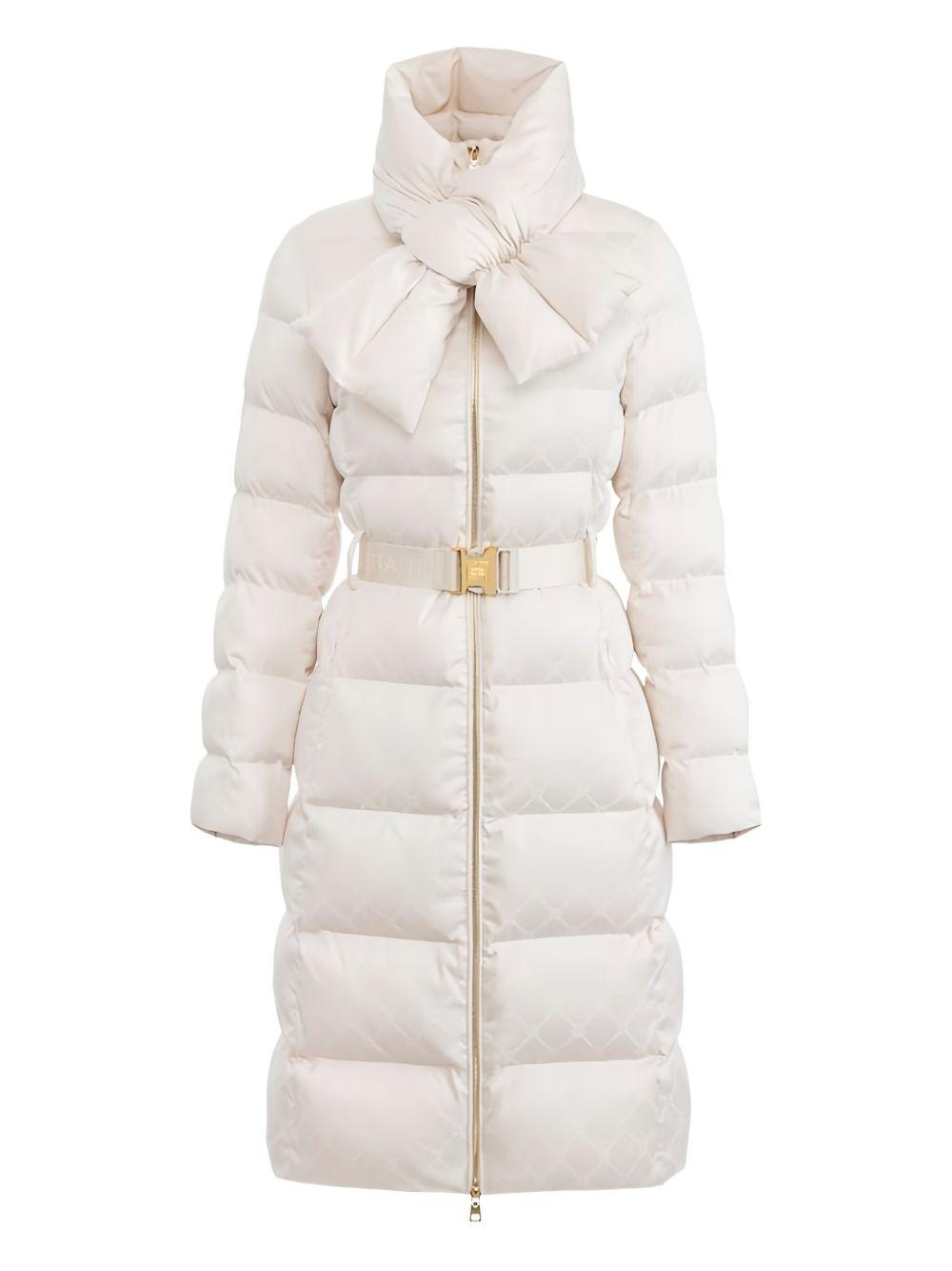 Cappotto Latte Effetto Jacquard con Cintura PI84D56E2 DZ9 ELISABETTA FRANCHI 