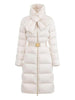 Cappotto Latte Effetto Jacquard con Cintura