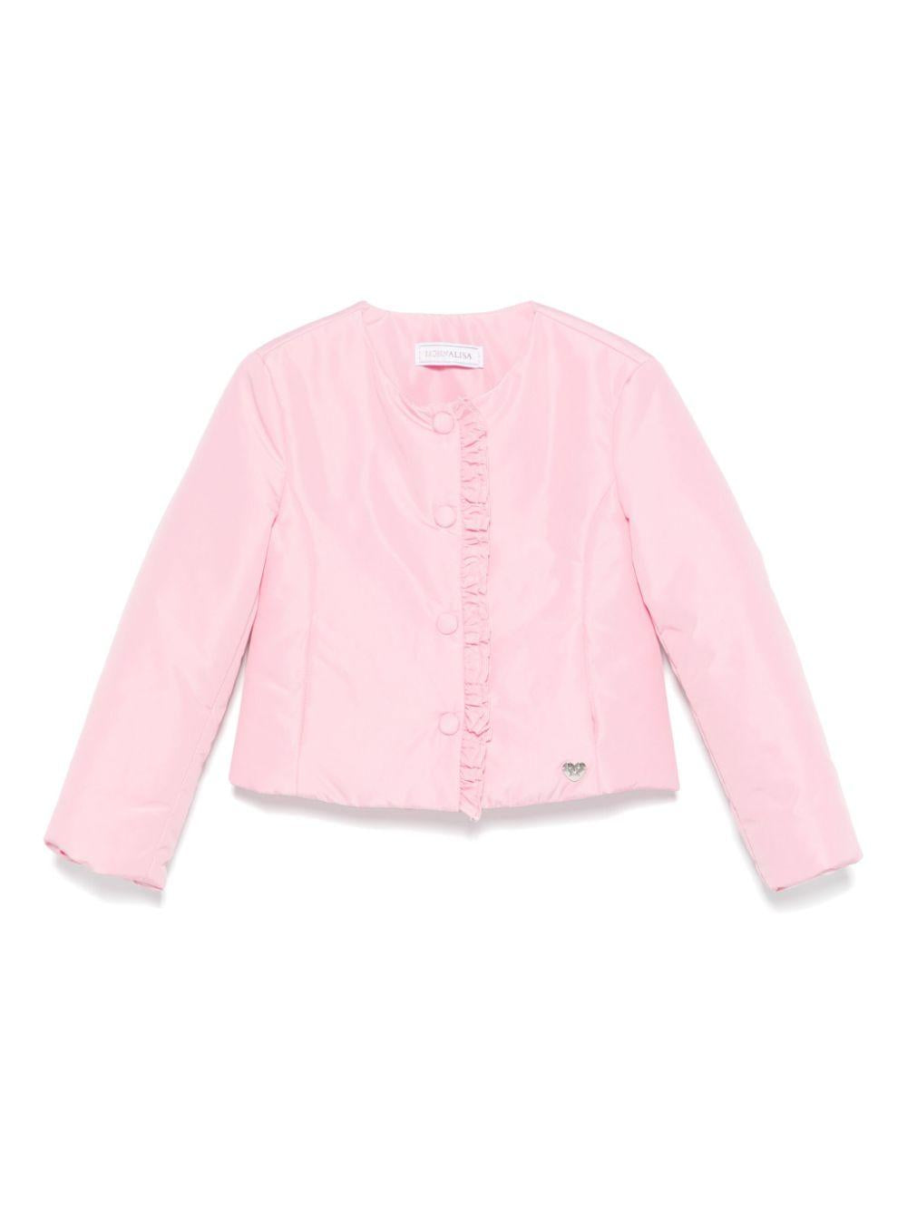 giubbino rosa con chiusura ruches