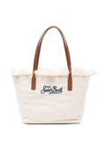 Borsa tote in denim con bordi sfrangiati