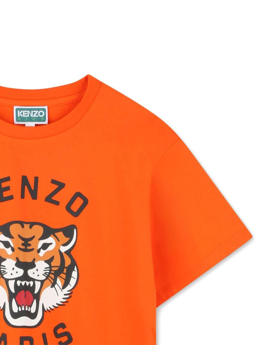 T-shirt arancione con grafica Tiger K61505 42F KENZO KIDS 