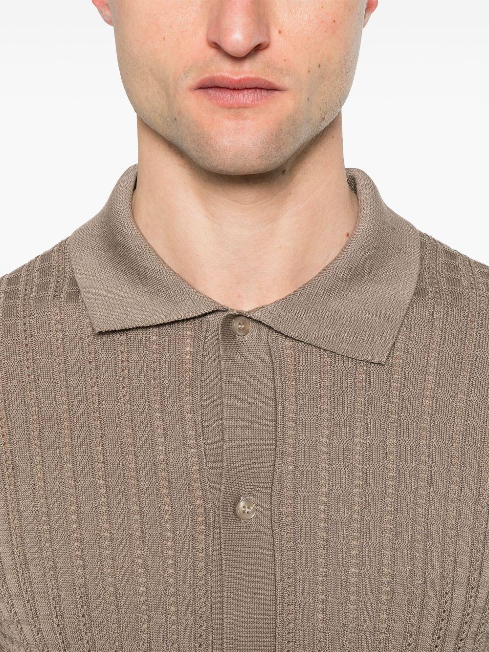 Camicia Oliver taupe in maglia traforata