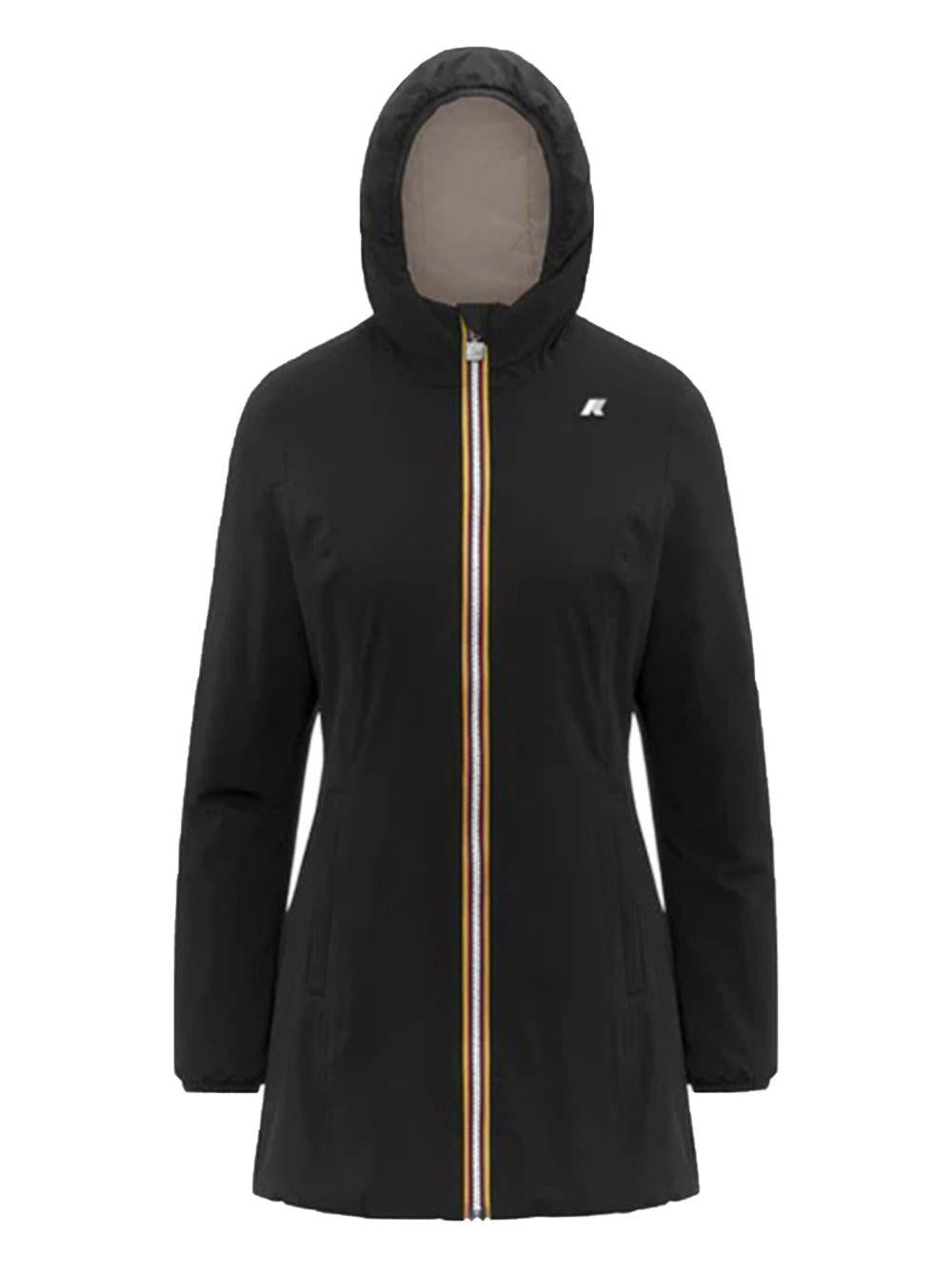 Cappotto nero con cappuccio e zip a doppio cursore K6128UW BC9 K-WAY 
