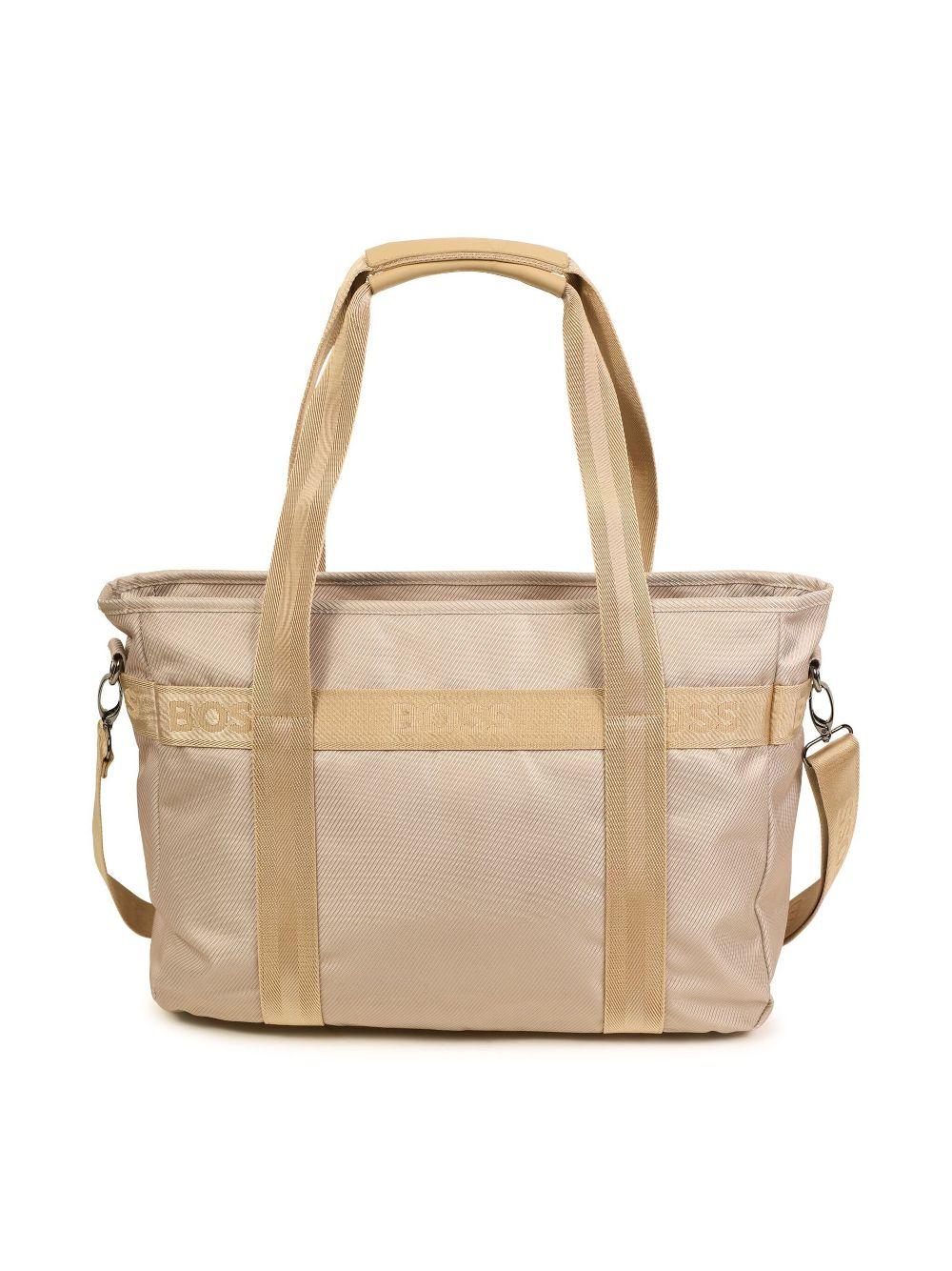 Borsa mamma beige con fasce logate