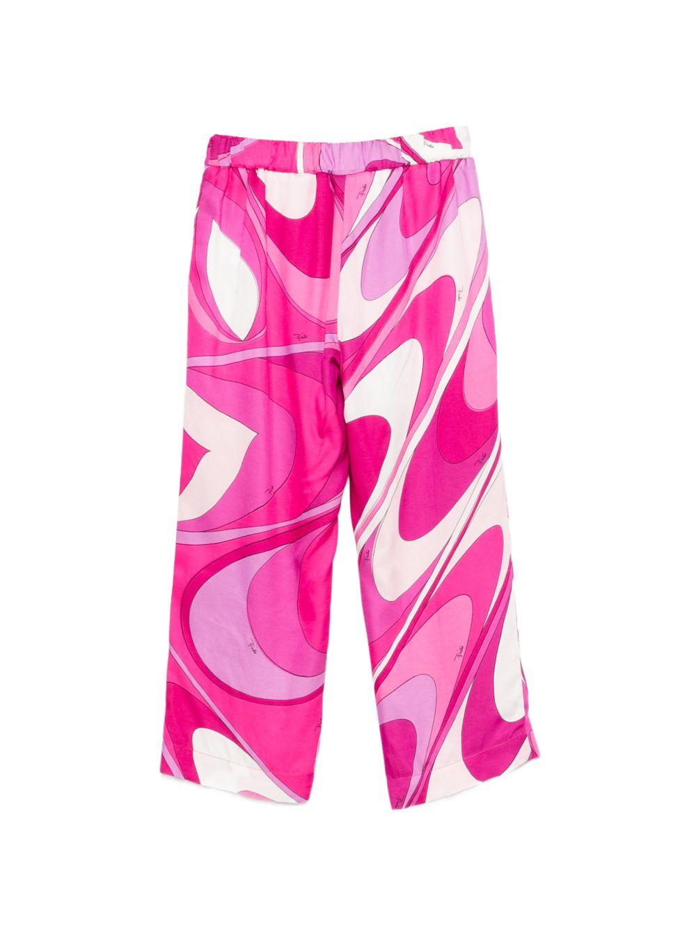 Pantaloni in tessuto a fantasia marmorizzata PY6A00K0284 570BC EMILIO PUCCI KIDS 