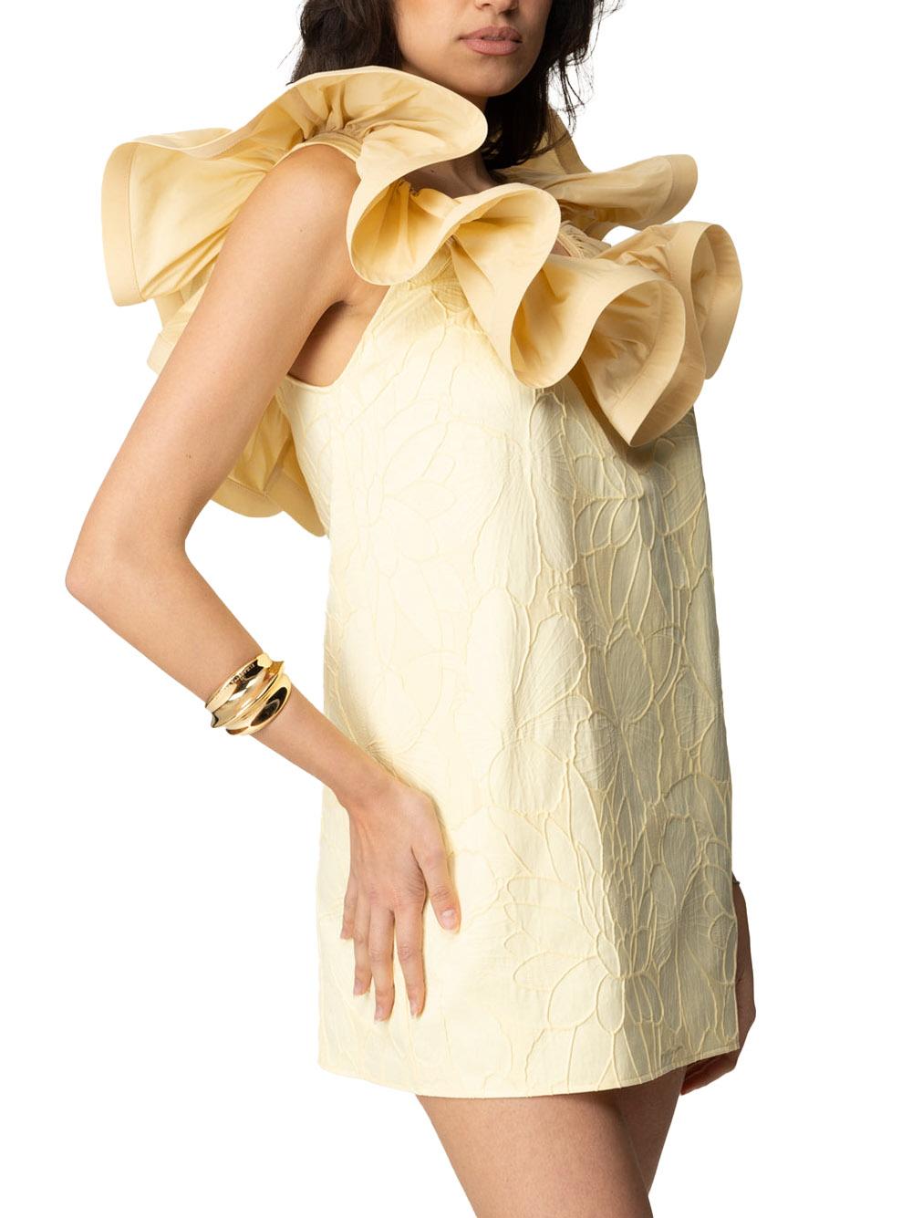Abito in jacquard floreale con ruche lemonade