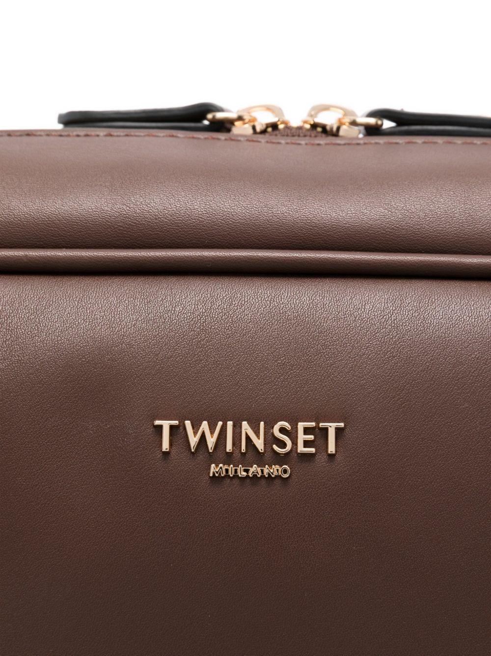 Borsa tote cioccolato con zip e tracolla 252TD8061 11054 TWINSET 