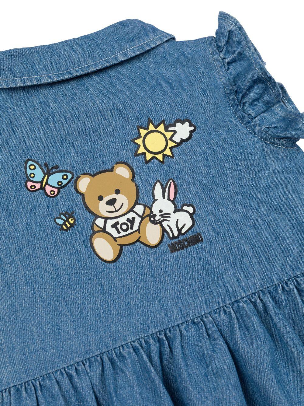 Abito denim stampa teddy sul retro neonata
