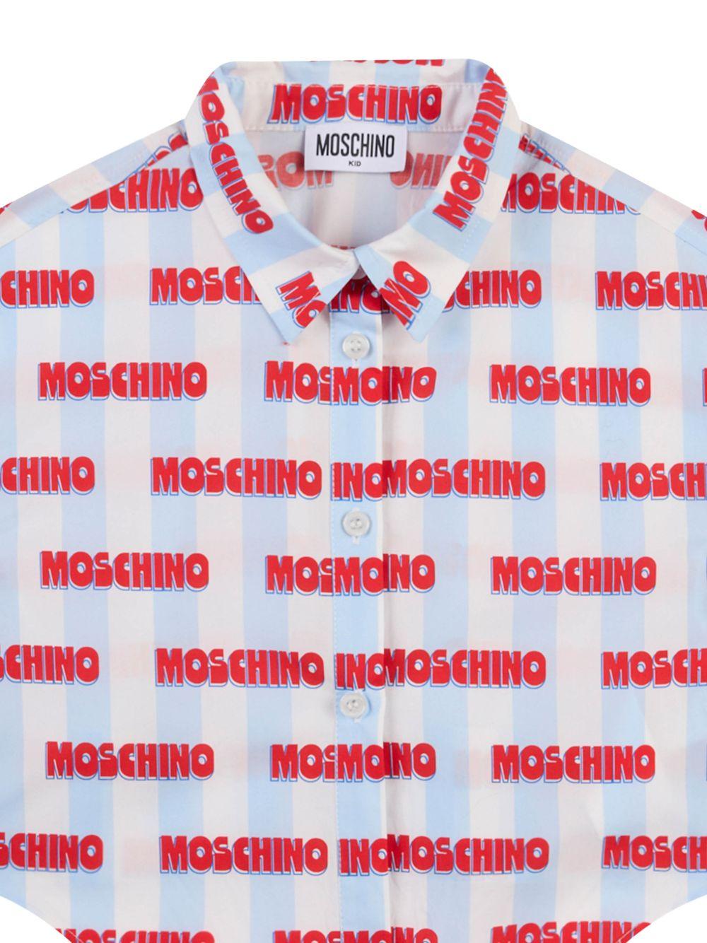 Body-camicia a righe con logo all-over HAC021LLB60 83678 MOSCHINO KIDS 