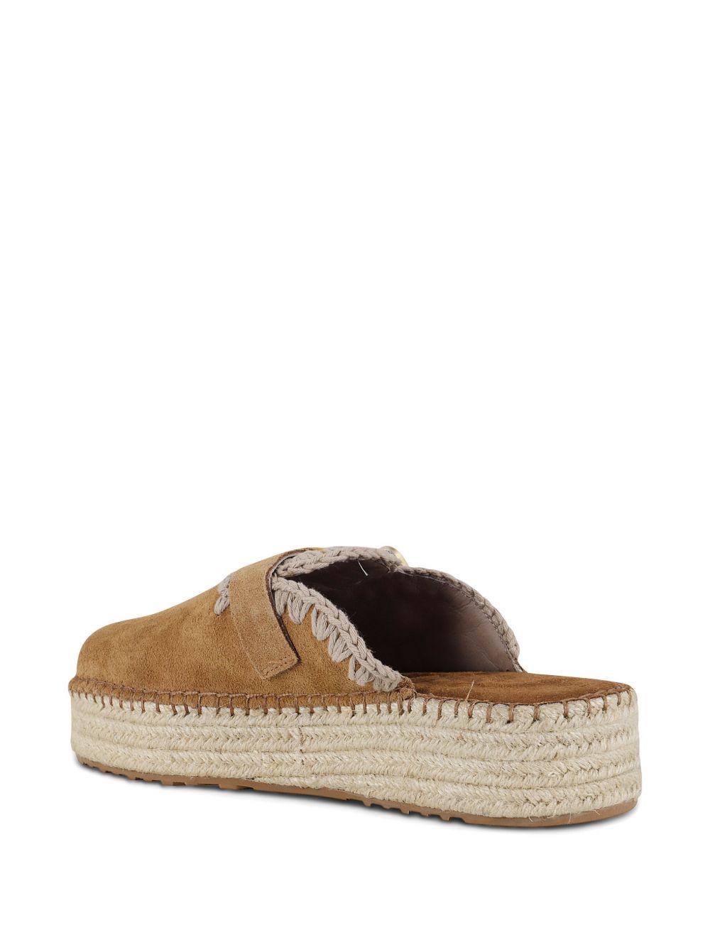 Jute clog plain suede cognac