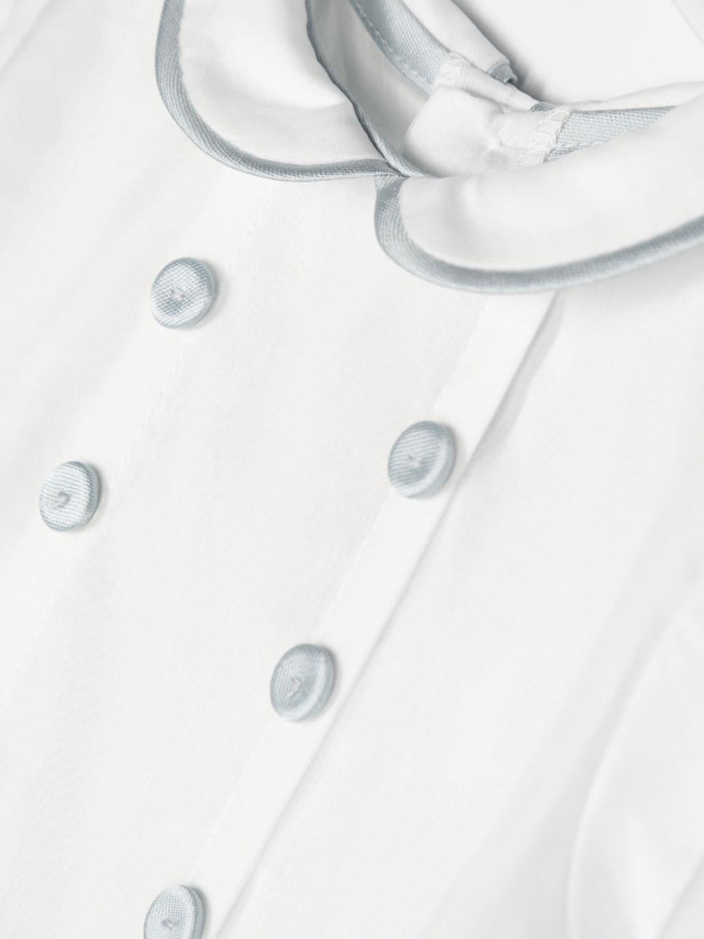 Tutina bianca/celeste neonato seta