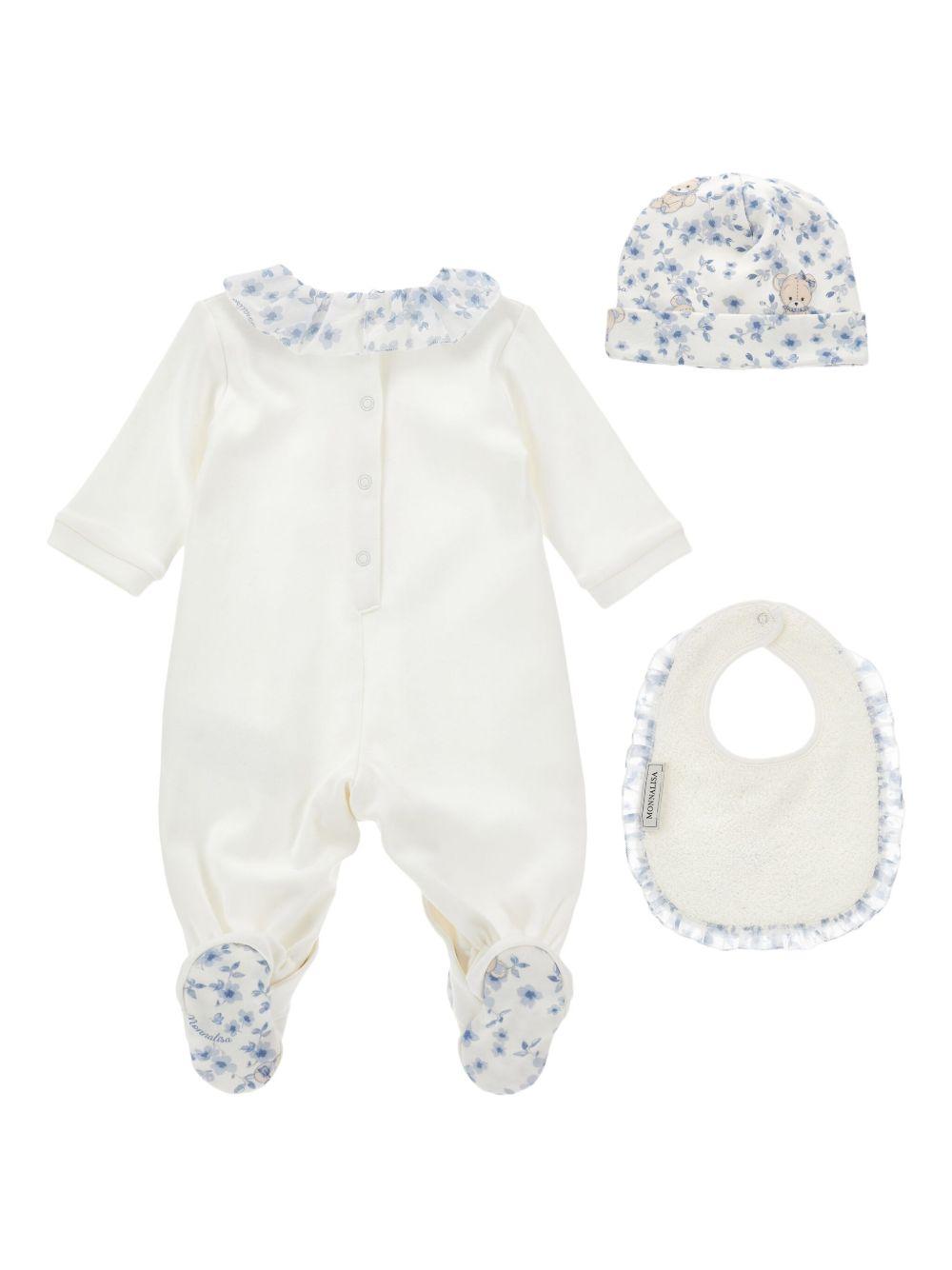 Set Neonato in Cotone con Stampa Orsetto e Fiori 35F5086000 0151 MONNALISA KIDS 