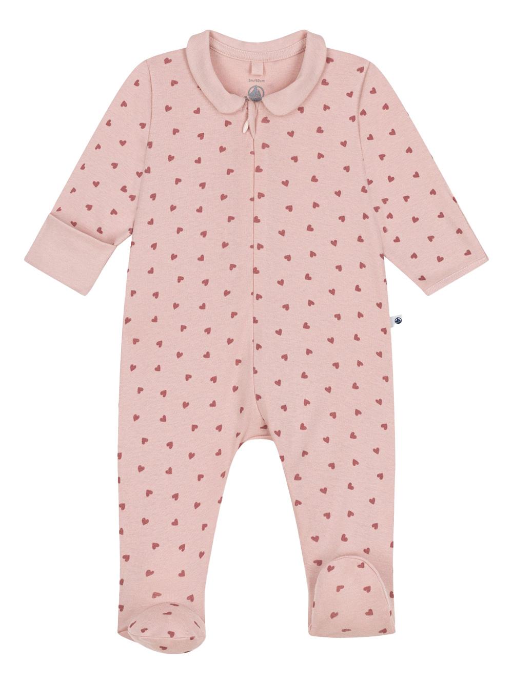 Tutina rosa cipria cuori all-over A0AV7 01 PETIT BATEAU KIDS 